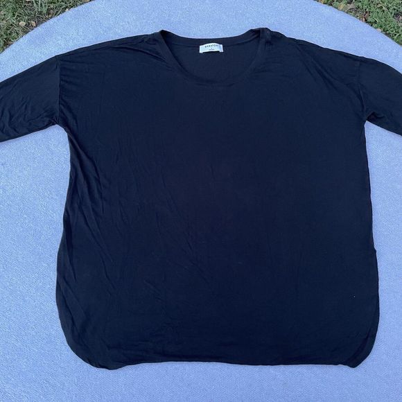 Babaton Aritzia Norris Shirt Women's Size Large Black 3/4 Sleeve Side Slits Top - Picture 13 of 15